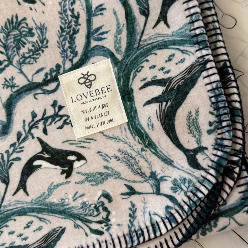 Whale Waves Eco Fleece Pram Blanket
