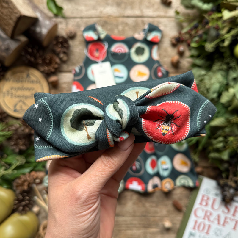 Wilderness Badges (Night) Knot Bow Headband