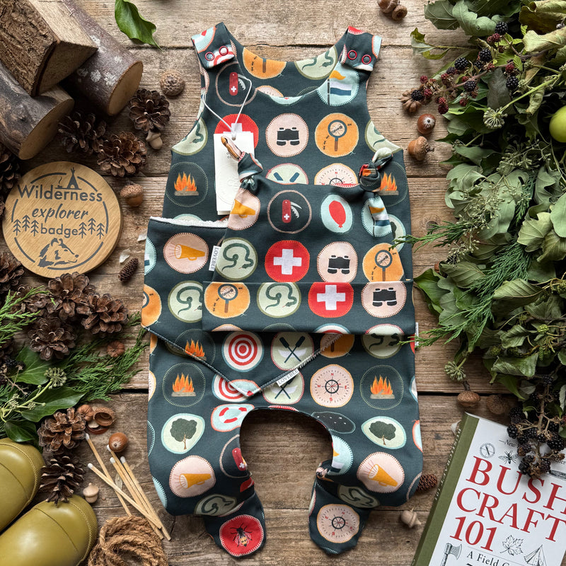 Wilderness Badges (Night) Footed Romper