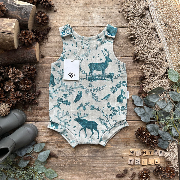 Winter Toile Bloomer Romper