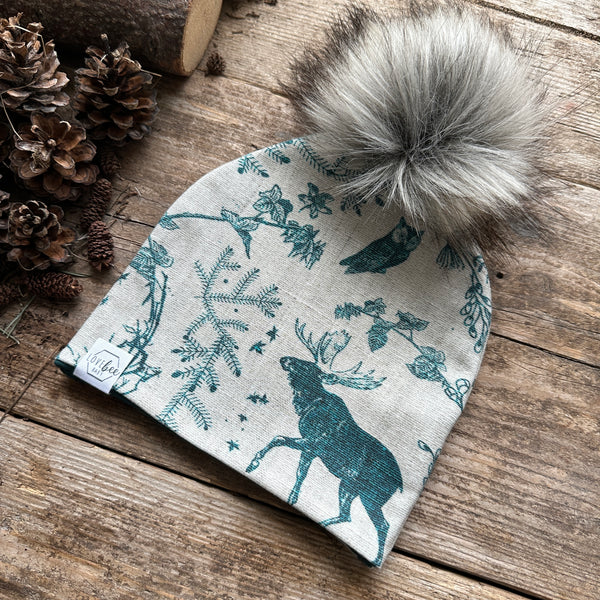 Winter Toile Bobble Hat