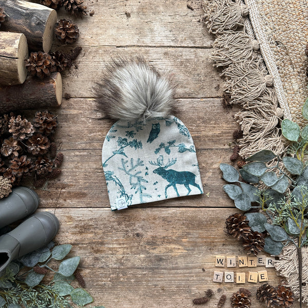 Winter Toile Bobble Hat