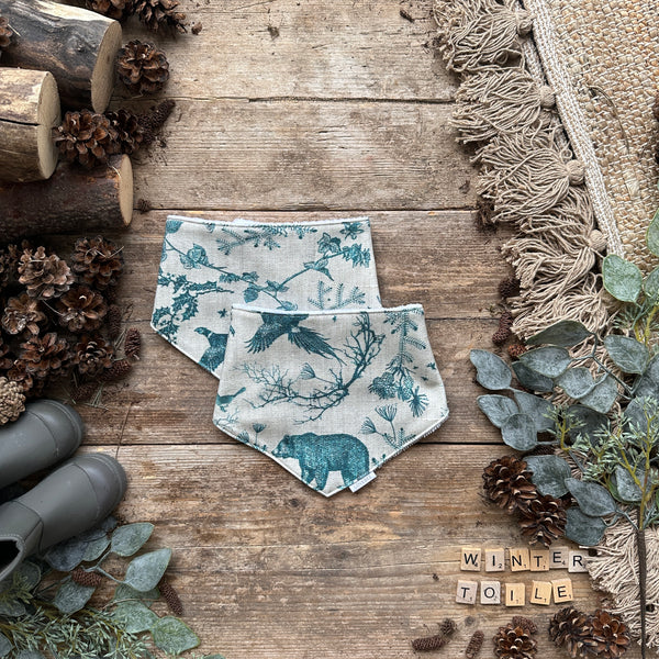 Winter Toile Dribble Bib