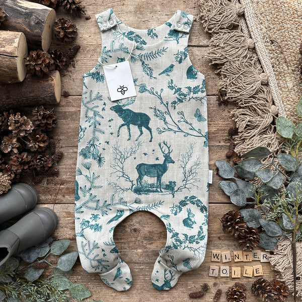 Winter Toile Footed Romper