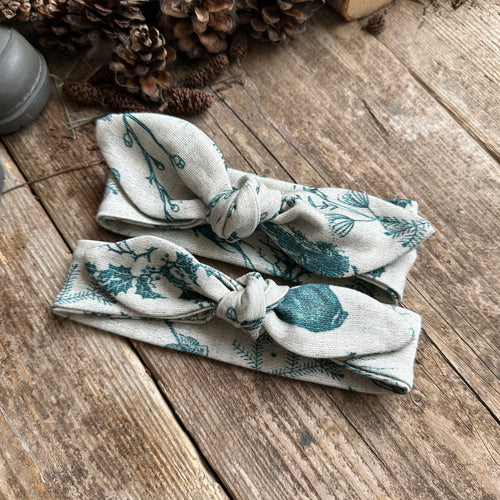 Winter Toile Knot Bow Headband