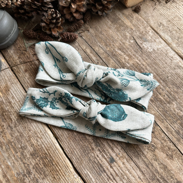 Winter Toile Knot Bow Headband