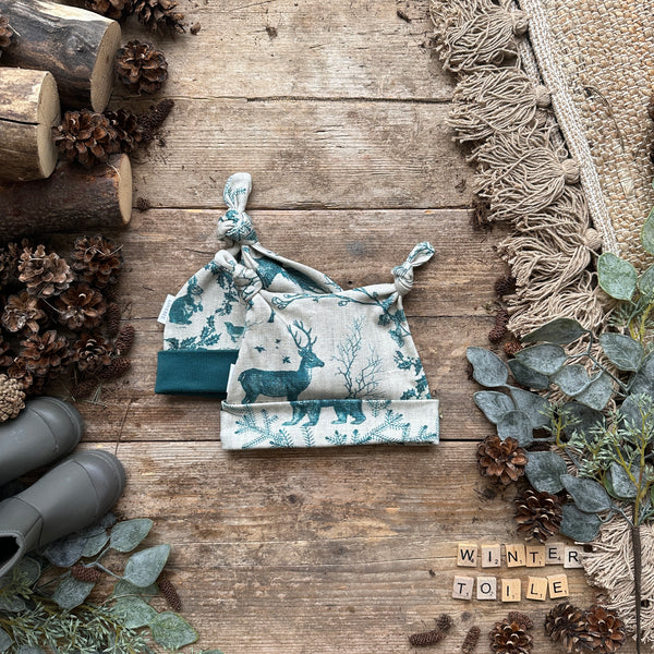 Winter Toile Knotted Hat