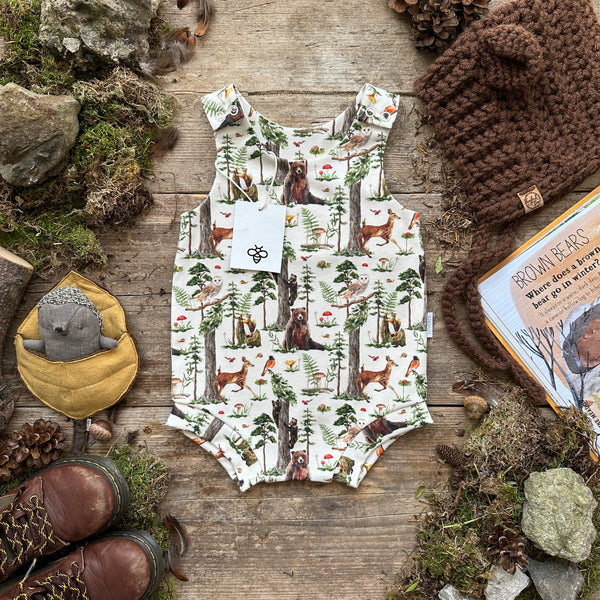 Woodland Bear Bloomer Romper