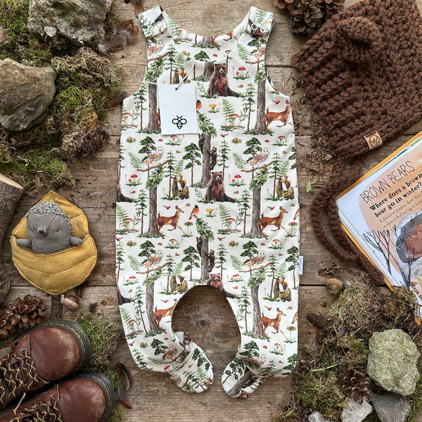 Woodland Bear Footed Romper