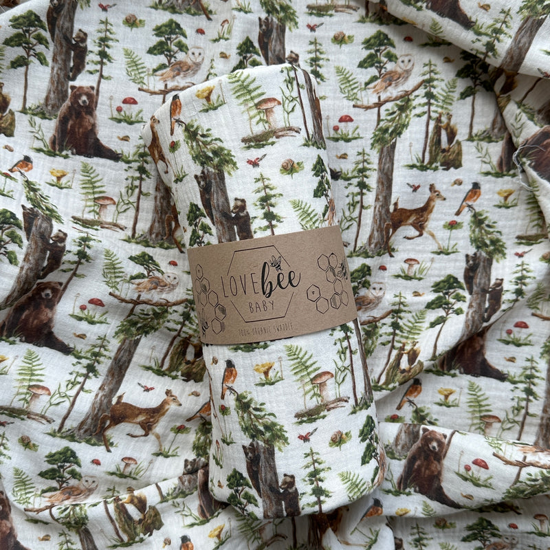 Woodland Bear Organic Double Gauze Swaddle | BRAND NEW
