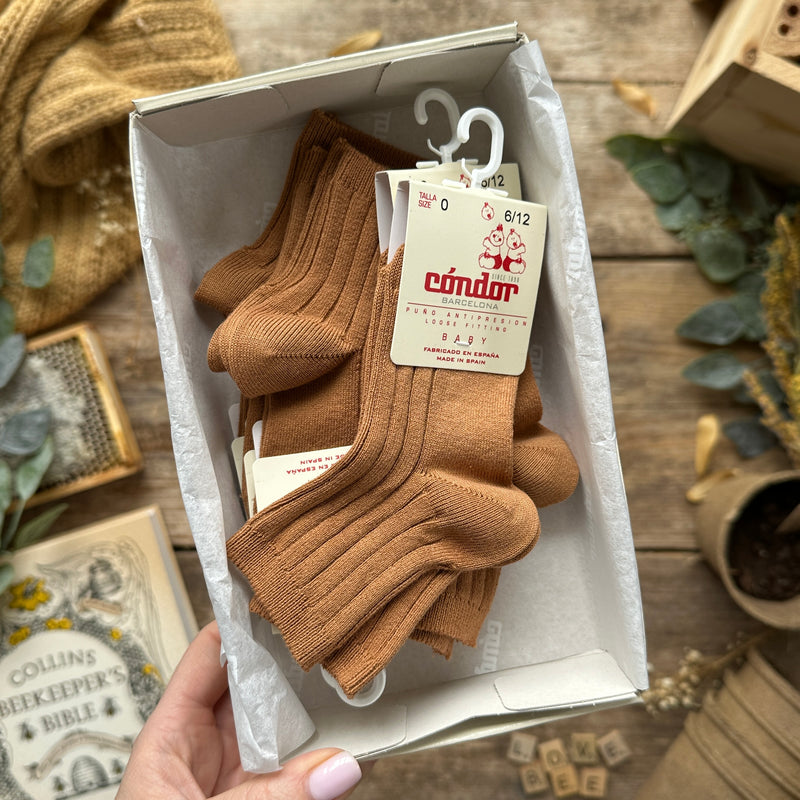 Cotton Rib Ankle Socks | Cinnamon