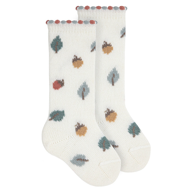Merino Wool-Blend Autumn knee Socks |  Beige