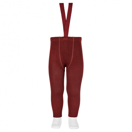 Merino Wool-Blend Leggings With Suspender | Garnet