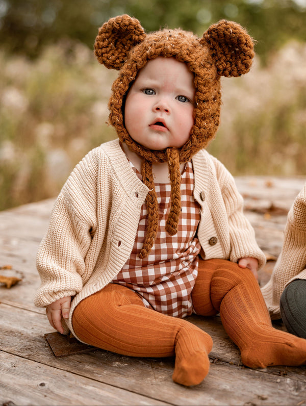 Cinnamon Check Bloomer Romper