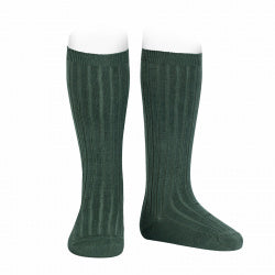 Cotton Rib Knee High Socks | Pine (Limited Sizes)