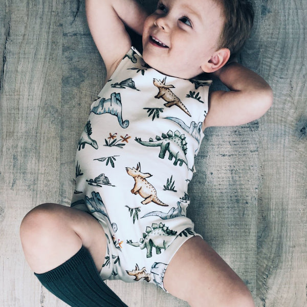 Lovebeeclub Rawrsome Bloomer Romper Organic Child Baby Clothing