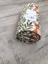 LoveBee Club Fox & Leaves Muslin Swaddle Blanket Children Clothing Organic