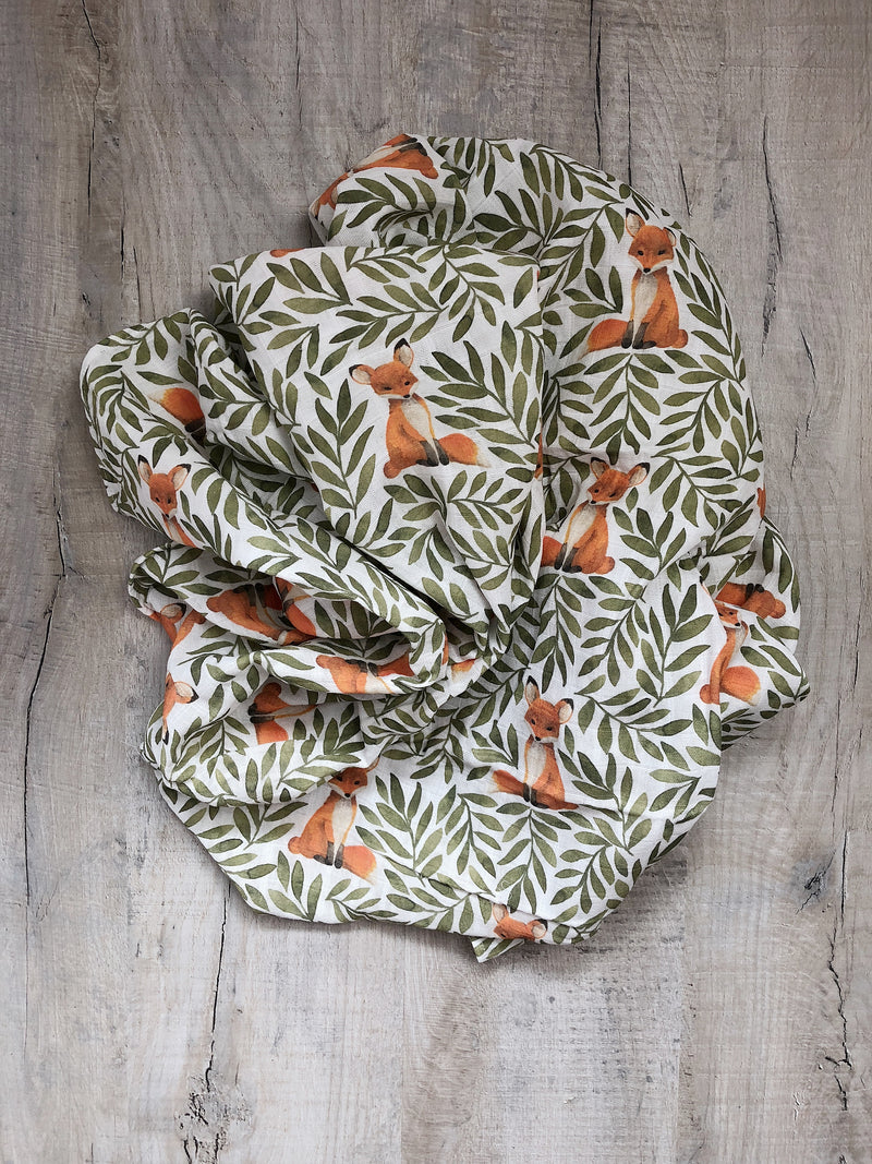 LoveBee Club Fox & Leaves Muslin Swaddle Blanket Children Clothing Organic