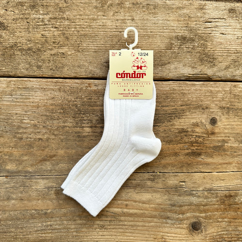 Cotton Rib Ankle Socks | White