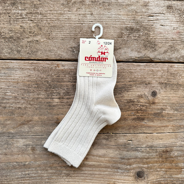 Cotton Rib Ankle Socks | Linen