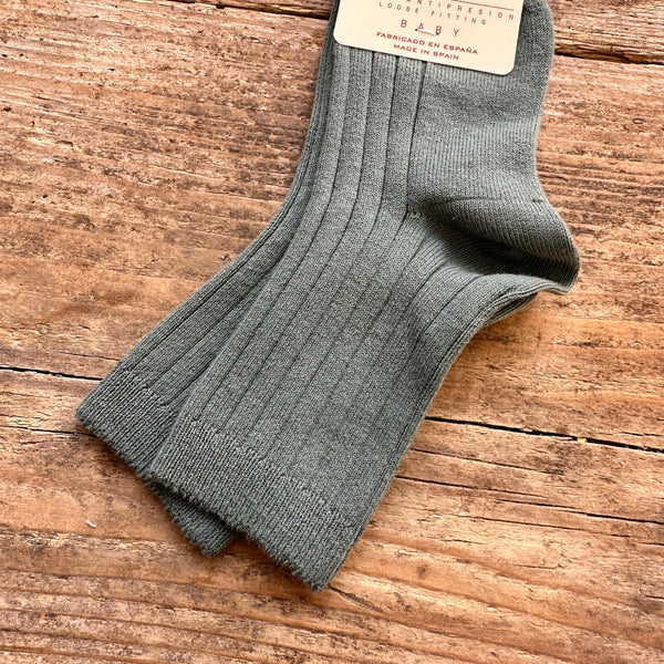 Cotton Rib Ankle Socks | Lichen
