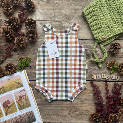 Autumn Check Bloomer Romper
