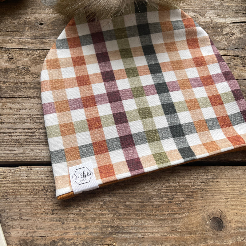 Autumn Check Bobble Hat