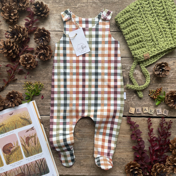 Autumn Check footed Romper