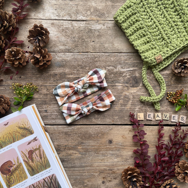 Autumn Check Knot Bow Headband