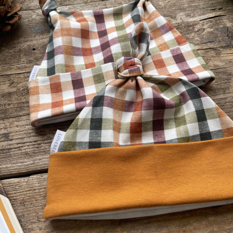 Autumn Check Knotted Hat