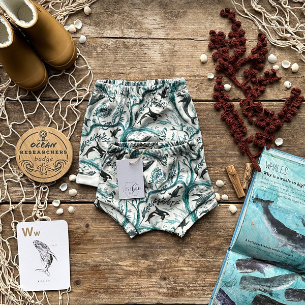 Whale Waves Rolled Shorts