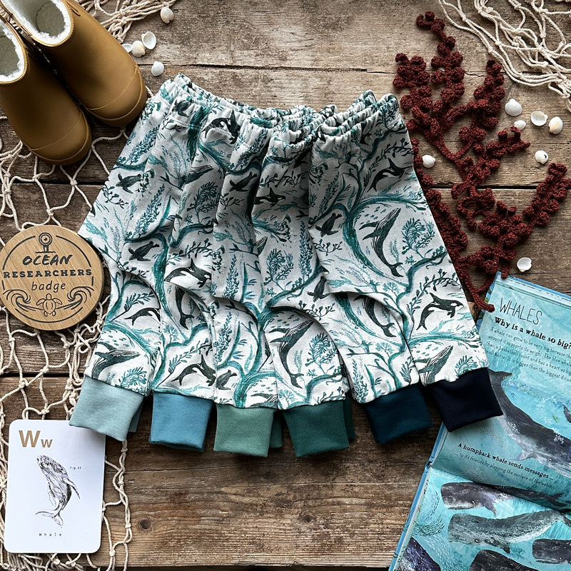 Whale Waves Footed Romper