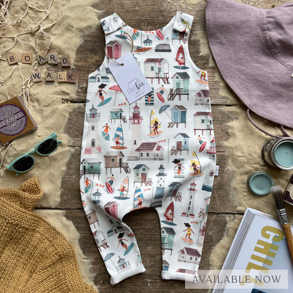 Beach Huts Long Rolled Romper | Ready To Post
