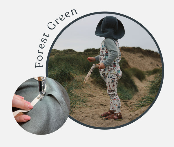 Forest green wide brim Sun hat