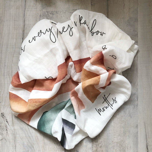Rainbow Milestone Organic Swaddle Blanket