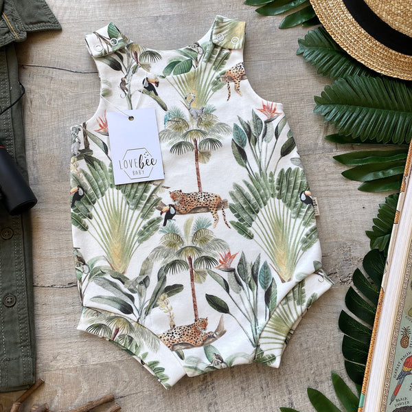 Lovebeeclub Rainforest Bloomer Romper Organic Child Baby Clothing