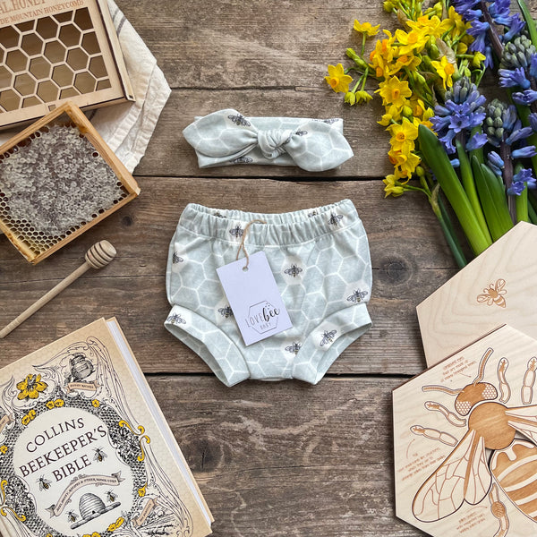 Lovebee Club Honeycomb Bee Blue Bloomer Children baby Organic