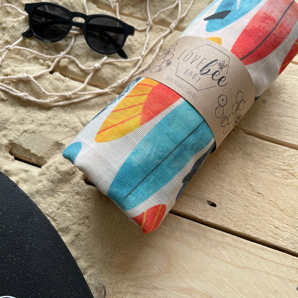 Lovebeeclub Surf Boards Swaddle Blanket Organic Child Baby Clothing