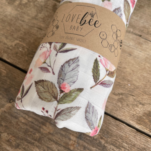 Lovebeeclub Spring Floral Swaddle Blanket Organic Child Baby Clothing