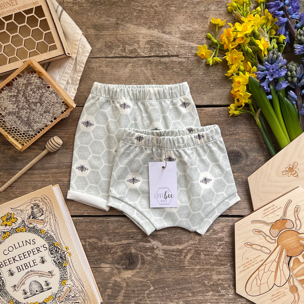 Honeycomb Bee Cuffed Shorts