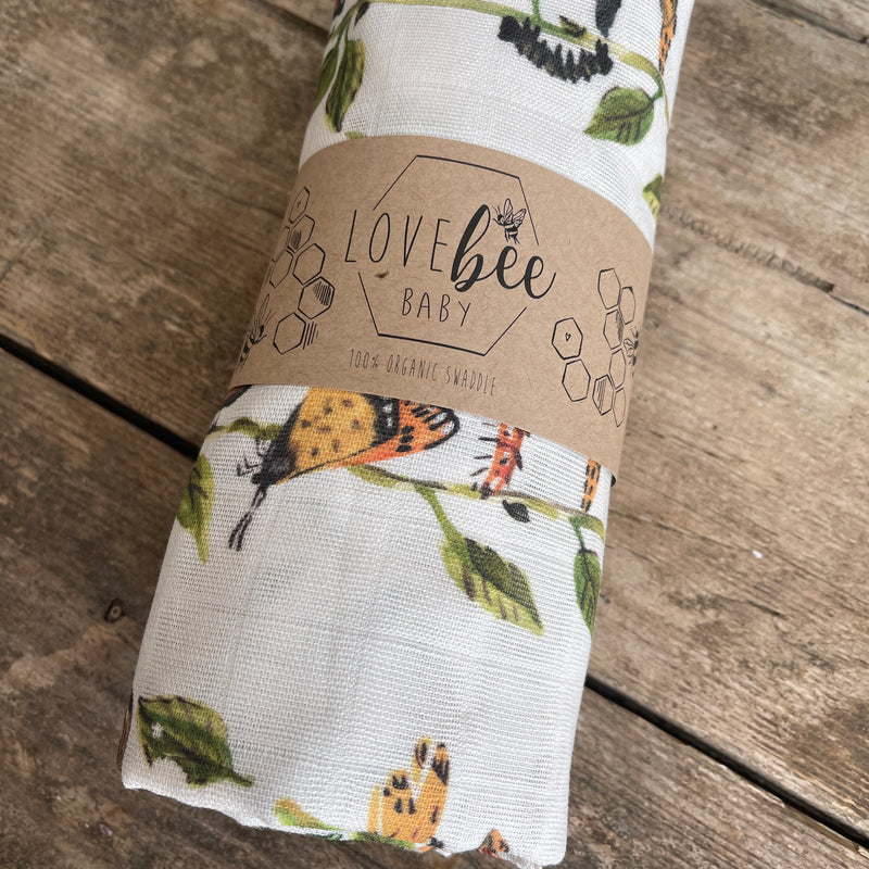 Lovebee Club Metamorphosis Bugs Muslin Swaddle Blanket Children baby Organic