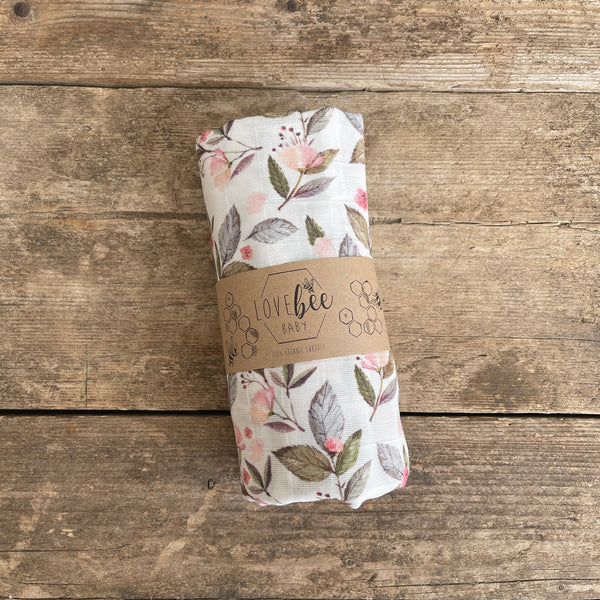 Lovebeeclub Spring Floral Swaddle Blanket Organic Child Baby Clothing