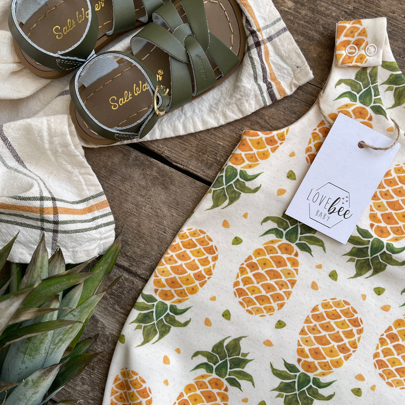 Lovebeeclub Pineapple Romper Organic Child Baby Clothing