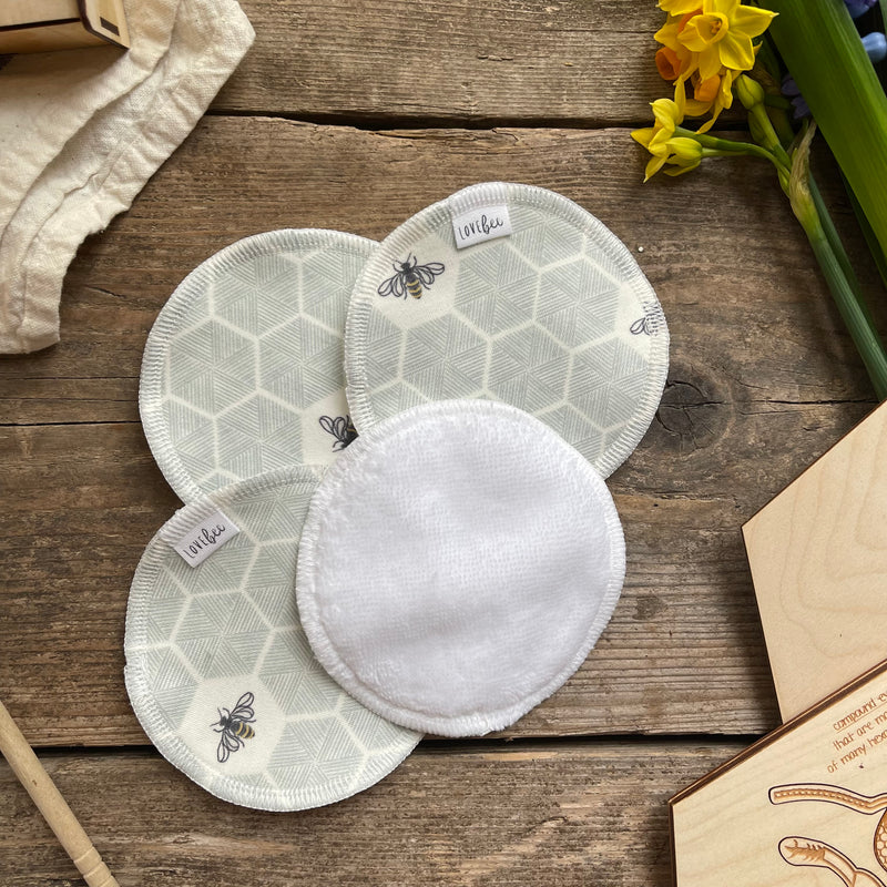 Lovebee Club Honeycomb Bee Blue ReUsable Breast Pads Children baby Organic