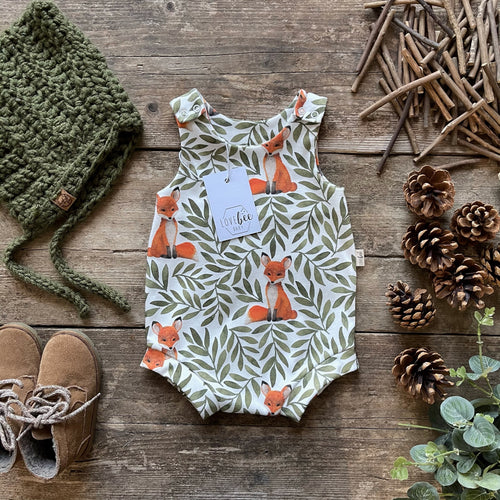 Fox and Leaves Bloomer Romper