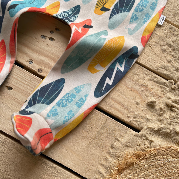 Lovebeeclub Surf Boards Footed Romper Organic Child Baby Clothing