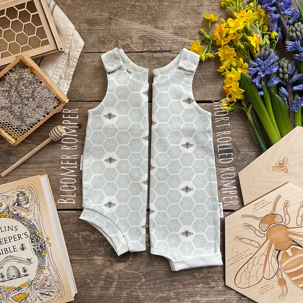 Lovebee Club Honeycomb Bee Blue Bloomer Romper Children baby