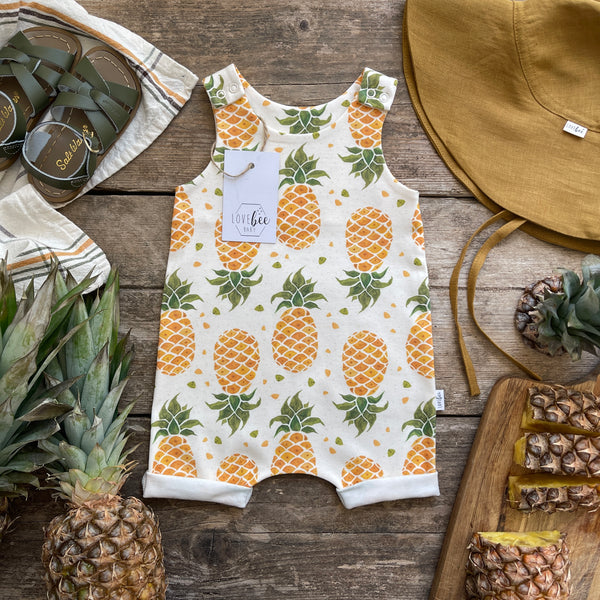 Lovebeeclub Pineapple Short Romper Organic Child Baby Clothing