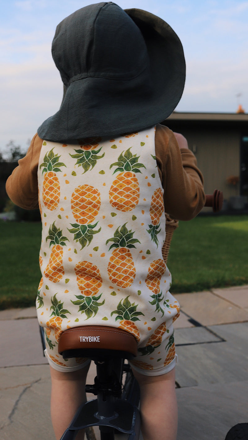 Lovebeeclub Pineapple Short Romper Organic Child Baby Clothing