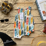 Lovebeeclub Surf Boards Bloomer Romper Organic Child Baby Clothing